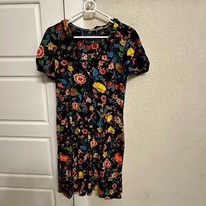Anthropologie Black Floral Mini Dress